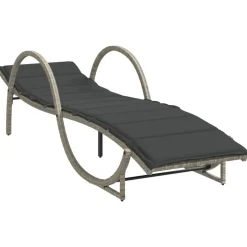 MAISON EXCLUSIVE - Chaise longue et coussin gris clair 60x199x42 cm résine tressée