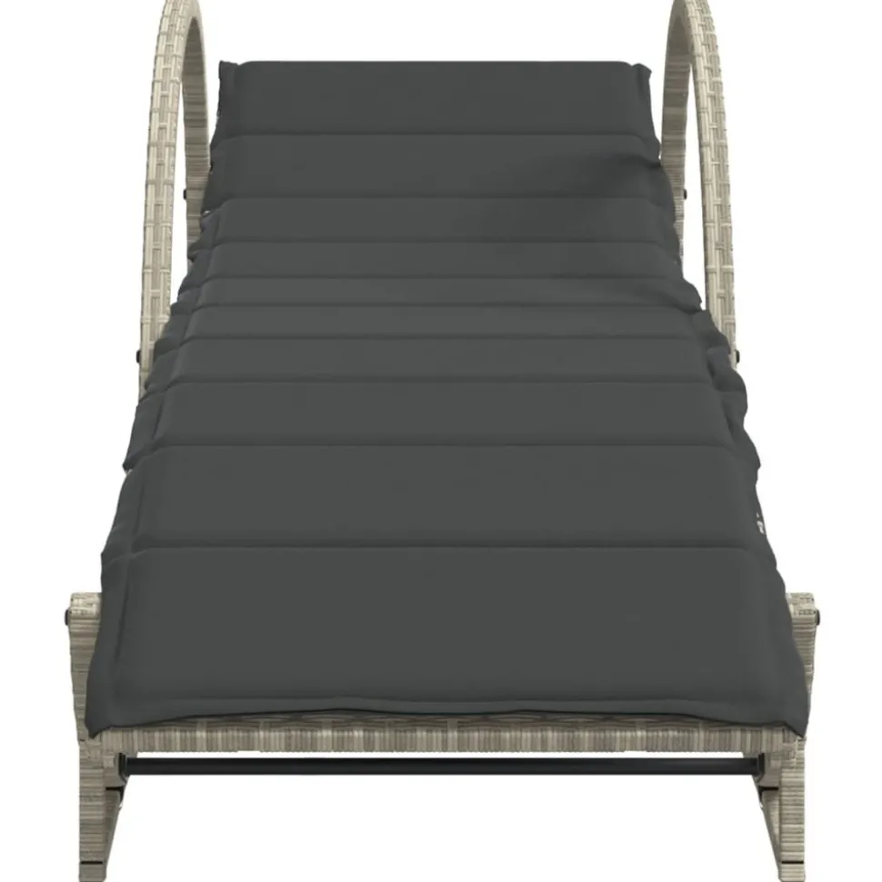 MAISON EXCLUSIVE - Chaise longue et coussin gris clair 60x199x42 cm résine tressée