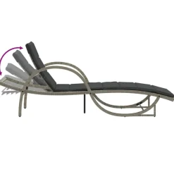 MAISON EXCLUSIVE - Chaise longue et coussin gris clair 60x199x42 cm résine tressée