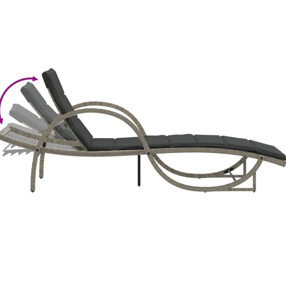 MAISON EXCLUSIVE - Chaise longue et coussin gris clair 60x199x42 cm résine tressée
