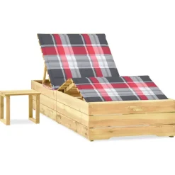 MAISON EXCLUSIVE - Chaise longue de jardin avec table et coussin pin imprégné