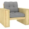 MAISON EXCLUSIVE - Chaise de jardin avec coussins gris bois de pin imprégné