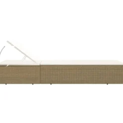 MAISON EXCLUSIVE - Chaise longue résine tressée marron et blanc crème