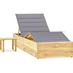MAISON EXCLUSIVE - Chaise longue de jardin avec table et coussin pin imprégné