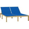MAISON EXCLUSIVE - Chaise longue double et coussins bleu royal pin imprégné