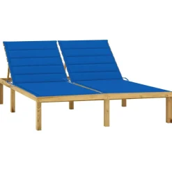 MAISON EXCLUSIVE - Chaise longue double et coussins bleu royal pin imprégné