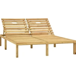 MAISON EXCLUSIVE - Chaise longue double et coussins bleu royal pin imprégné