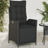 MAISON EXCLUSIVE - Chaise inclinable de jardin et repose-pied noir résine tressée