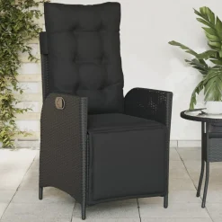 MAISON EXCLUSIVE - Chaise inclinable de jardin et repose-pied noir résine tressée