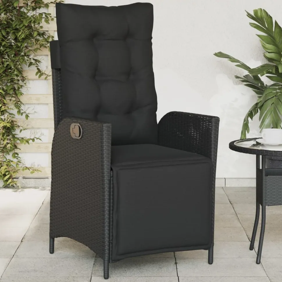 MAISON EXCLUSIVE - Chaise inclinable de jardin et repose-pied noir résine tressée
