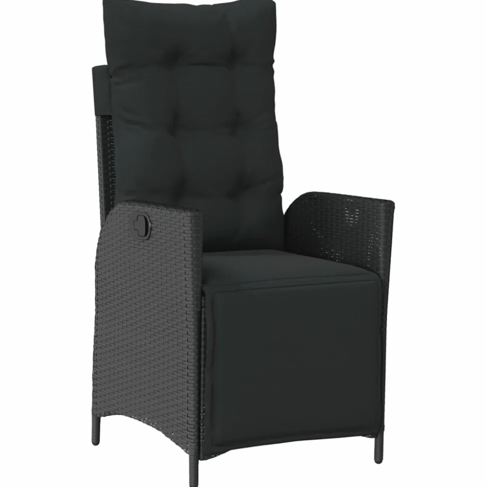 MAISON EXCLUSIVE - Chaise inclinable de jardin et repose-pied noir résine tressée