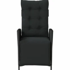 MAISON EXCLUSIVE - Chaise inclinable de jardin et repose-pied noir résine tressée