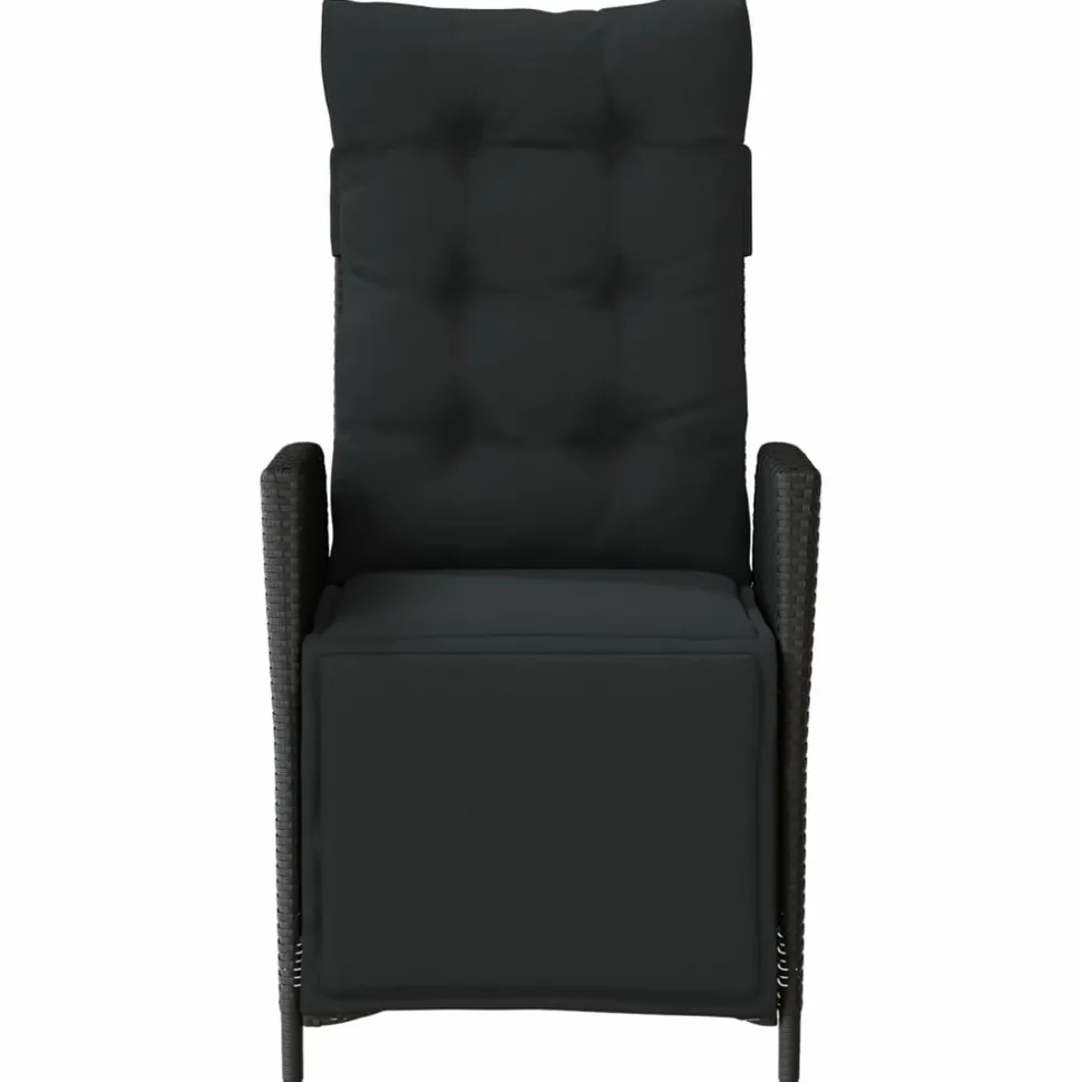 MAISON EXCLUSIVE - Chaise inclinable de jardin et repose-pied noir résine tressée