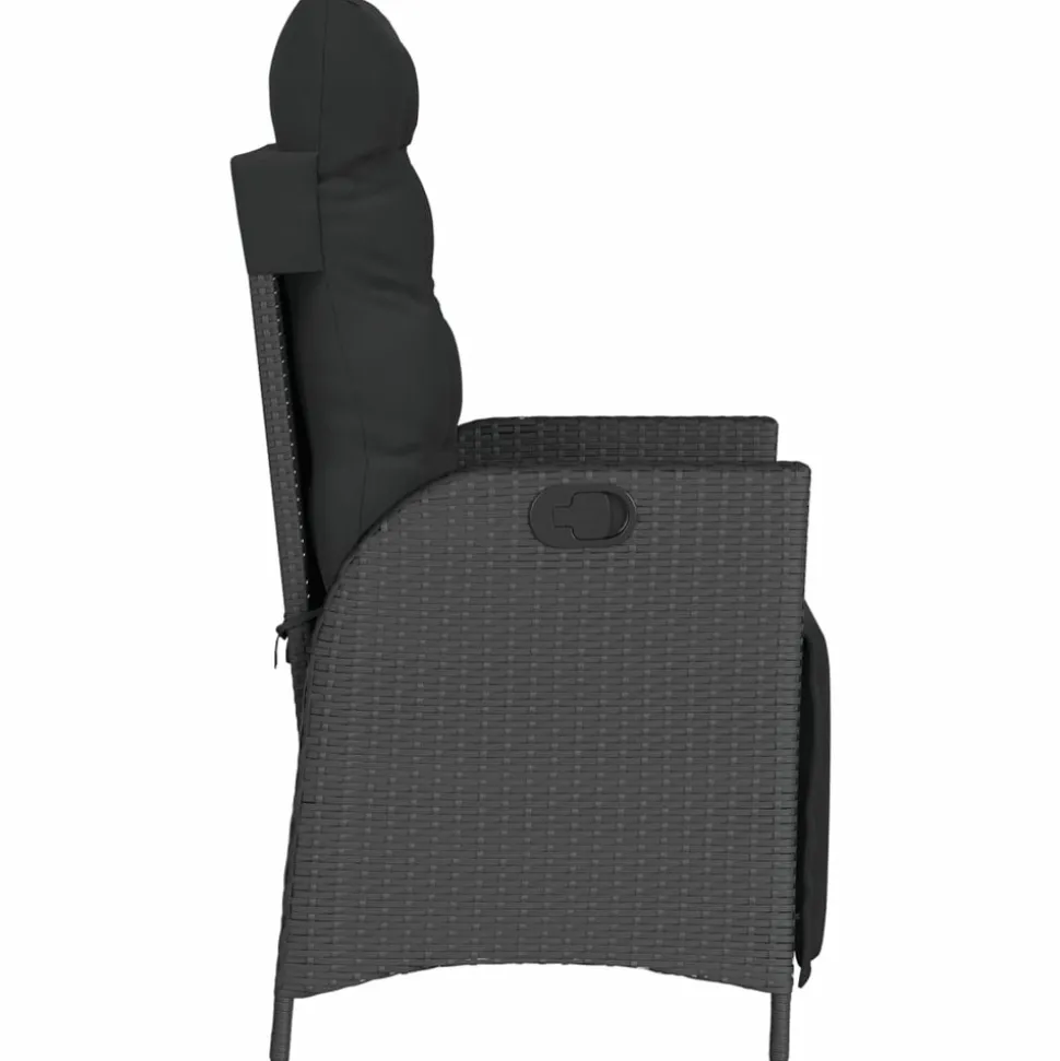 MAISON EXCLUSIVE - Chaise inclinable de jardin et repose-pied noir résine tressée