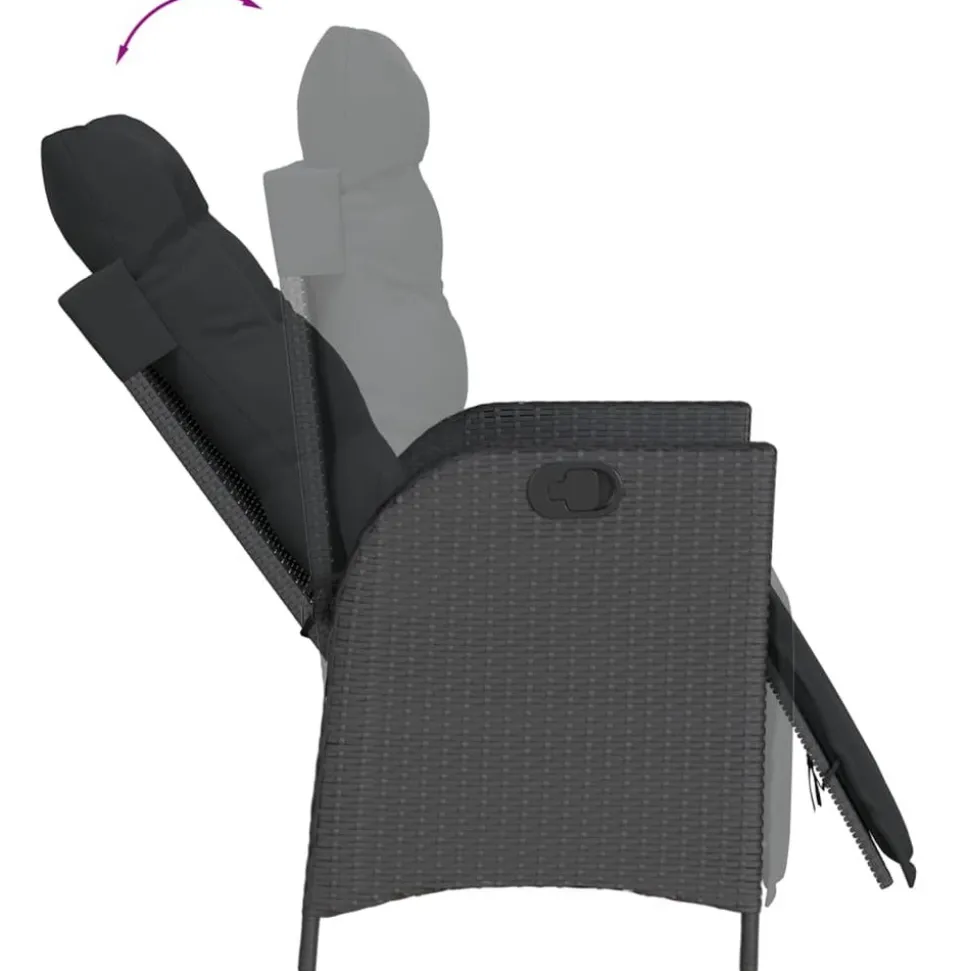 MAISON EXCLUSIVE - Chaise inclinable de jardin et repose-pied noir résine tressée