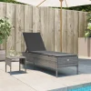 MAISON EXCLUSIVE - Chaise longue avec table et coussin gris résine tressée