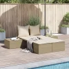 MAISON EXCLUSIVE - Chaise longue double avec coussins beige résine tressée