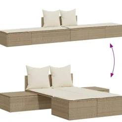 MAISON EXCLUSIVE - Chaise longue double avec coussins beige résine tressée