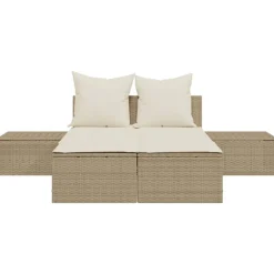 MAISON EXCLUSIVE - Chaise longue double avec coussins beige résine tressée