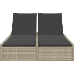 MAISON EXCLUSIVE - Chaise longue double avec coussins gris clair résine tressée