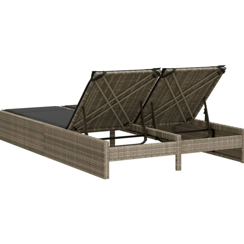 MAISON EXCLUSIVE - Chaise longue double avec coussins gris clair résine tressée