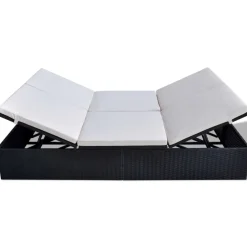 MAISON EXCLUSIVE - Chaise longue double avec coussin résine tressée noir