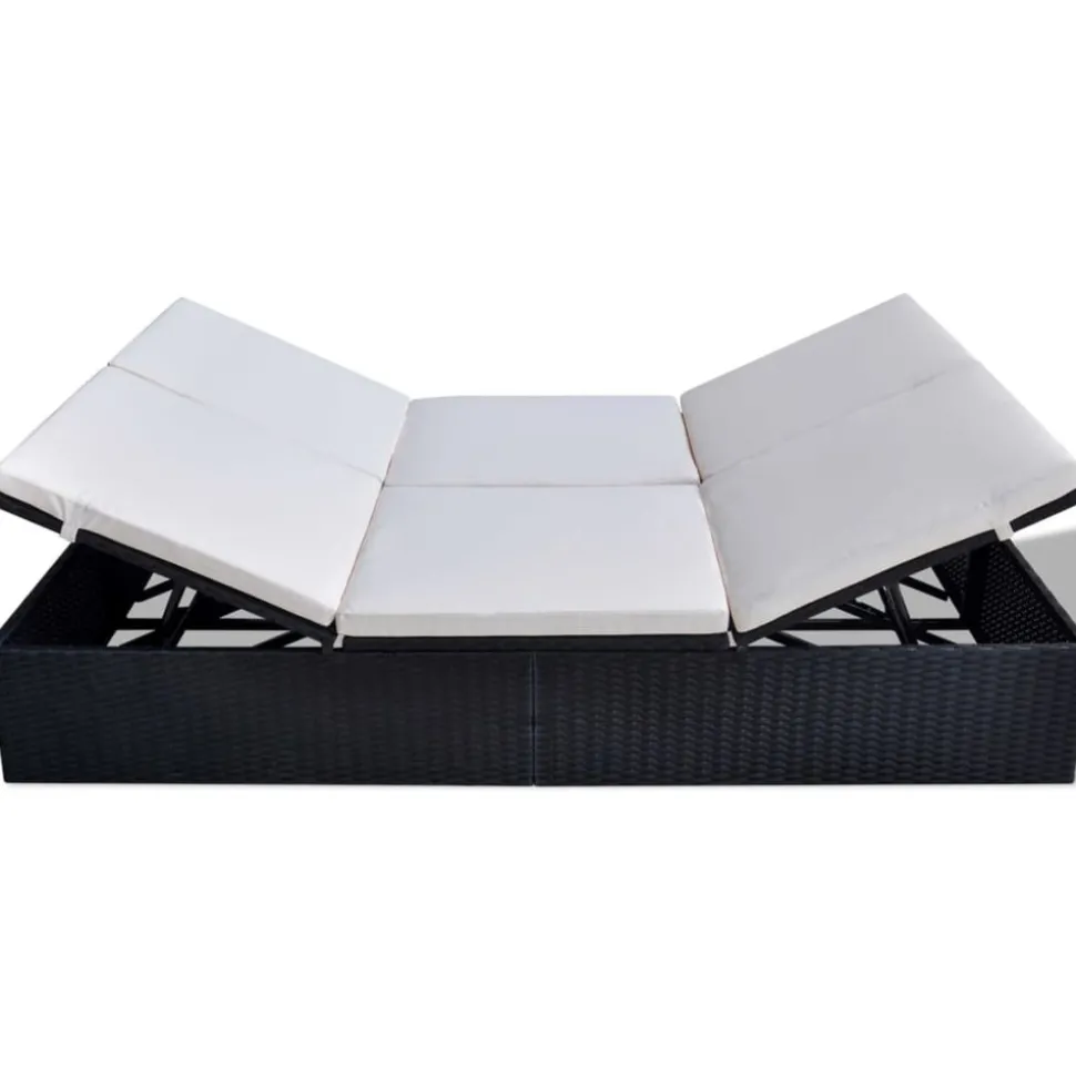 MAISON EXCLUSIVE - Chaise longue double avec coussin résine tressée noir
