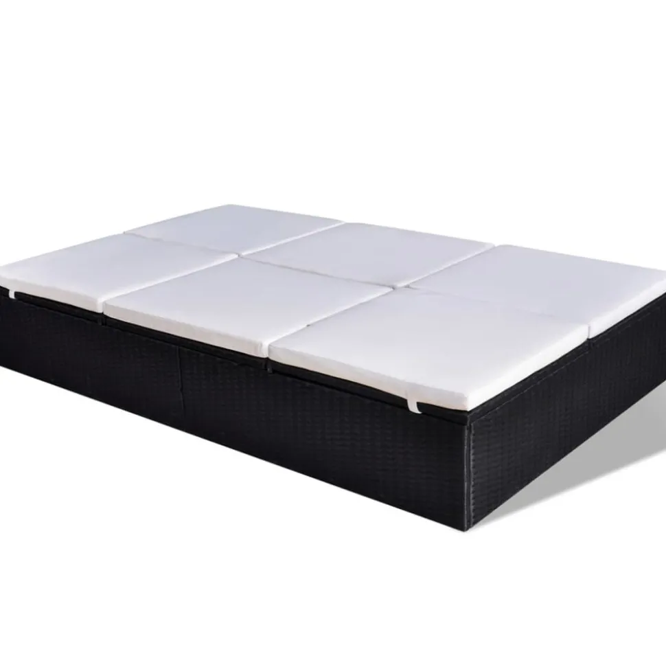 MAISON EXCLUSIVE - Chaise longue double avec coussin résine tressée noir