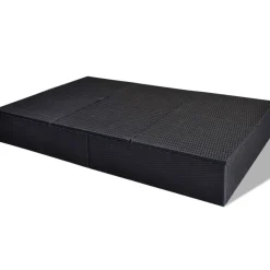 MAISON EXCLUSIVE - Chaise longue double avec coussin résine tressée noir