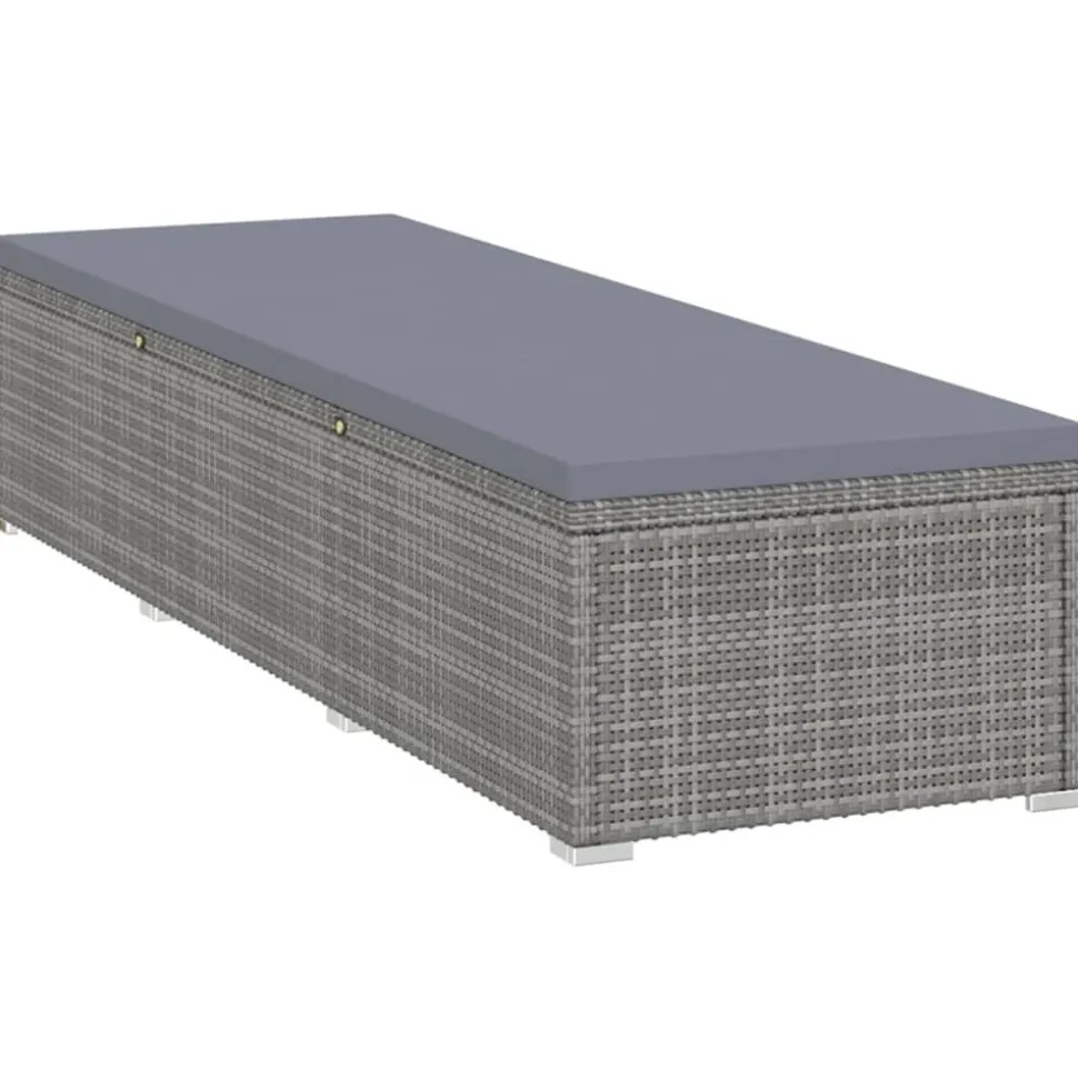 MAISON EXCLUSIVE - Chaise longue avec coussin résine tressée gris