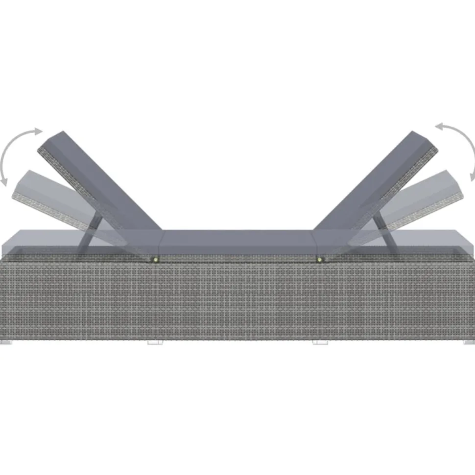 MAISON EXCLUSIVE - Chaise longue avec coussin résine tressée gris