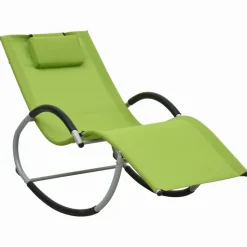 MAISON EXCLUSIVE - Chaise longue avec oreiller vert textilène