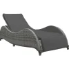 MAISON EXCLUSIVE - Chaise longue avec coussin résine tressée anthracite