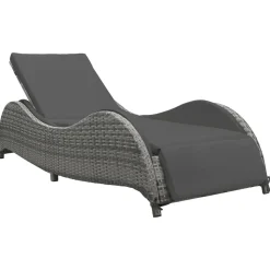MAISON EXCLUSIVE - Chaise longue avec coussin résine tressée anthracite