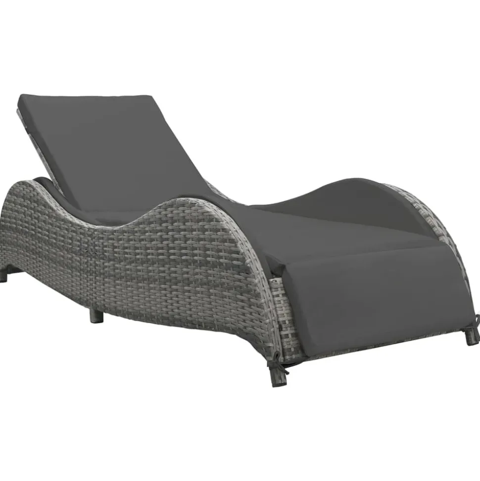 MAISON EXCLUSIVE - Chaise longue avec coussin résine tressée anthracite