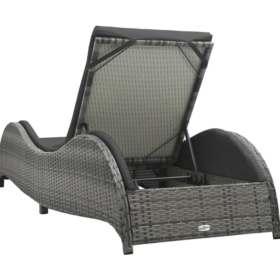 MAISON EXCLUSIVE - Chaise longue avec coussin résine tressée anthracite
