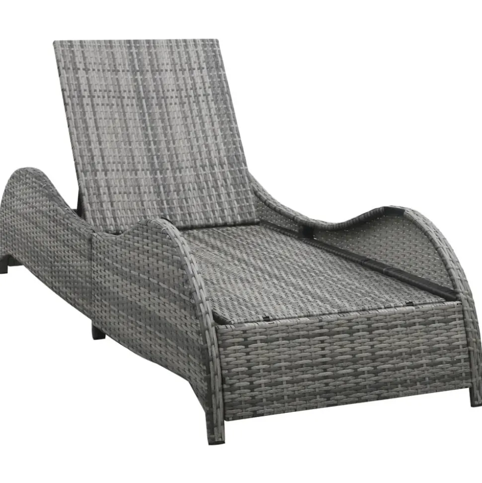 MAISON EXCLUSIVE - Chaise longue avec coussin résine tressée anthracite