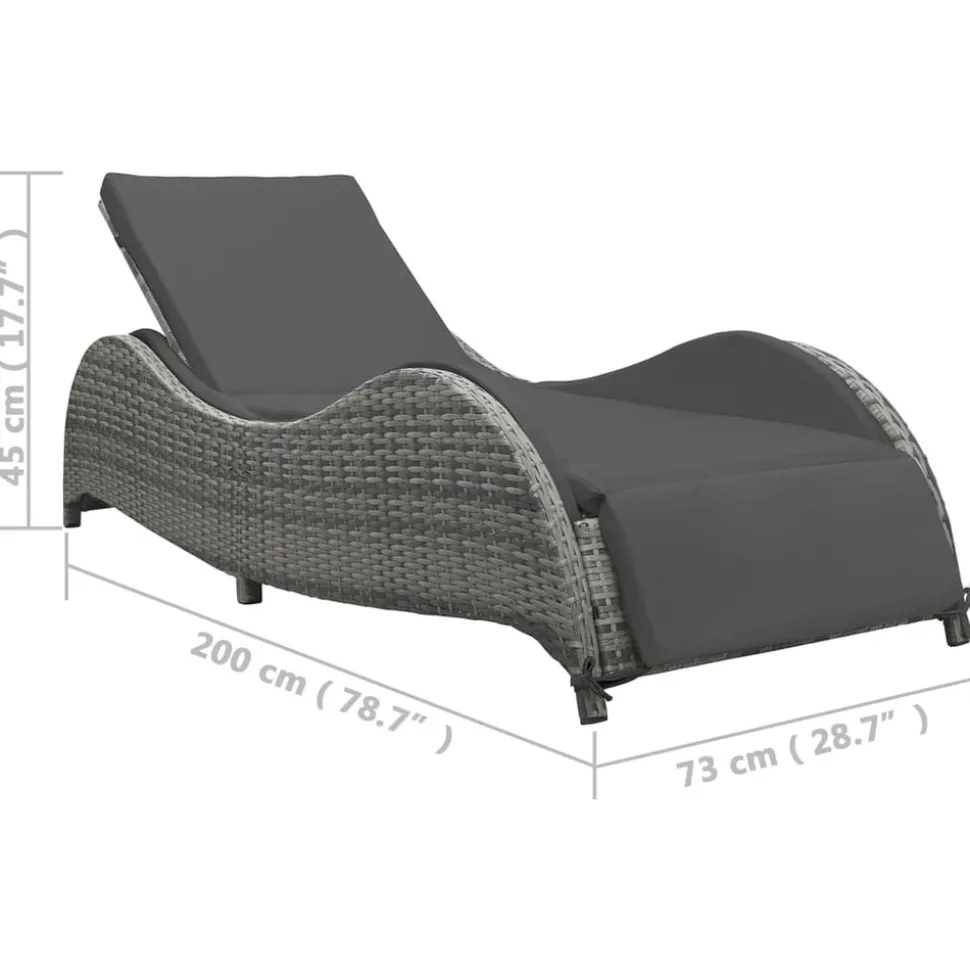 MAISON EXCLUSIVE - Chaise longue avec coussin résine tressée anthracite