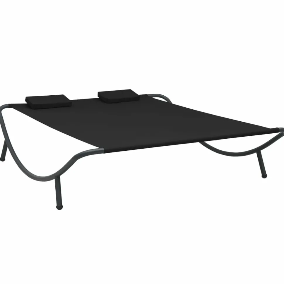 MAISON EXCLUSIVE - Chaise longue d'extérieur tissu noir