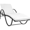 MAISON EXCLUSIVE - Chaise longue avec coussin résine tressée noir