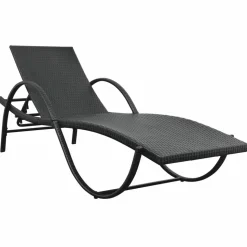 MAISON EXCLUSIVE - Chaise longue avec coussin résine tressée noir