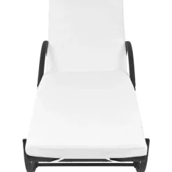 MAISON EXCLUSIVE - Chaise longue avec coussin résine tressée noir