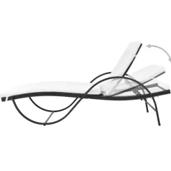 MAISON EXCLUSIVE - Chaise longue avec coussin résine tressée noir
