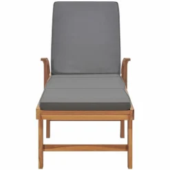 MAISON EXCLUSIVE - Chaise longue avec coussin bois de teck solide gris foncé