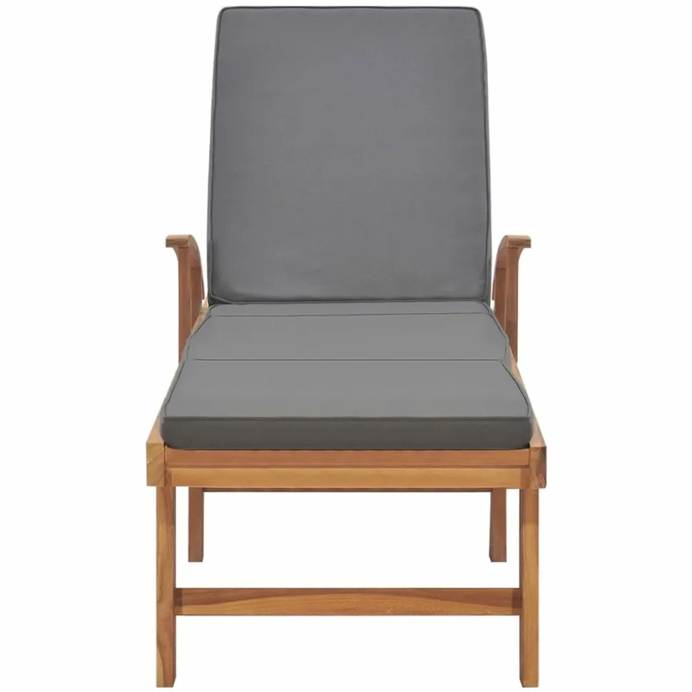 MAISON EXCLUSIVE - Chaise longue avec coussin bois de teck solide gris foncé