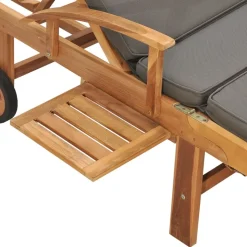 MAISON EXCLUSIVE - Chaise longue avec coussin bois de teck solide gris foncé