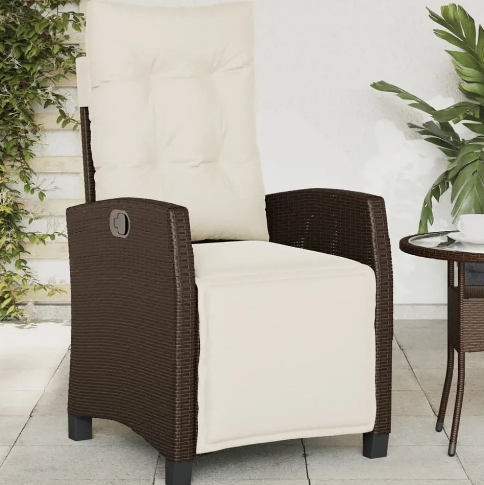 MAISON EXCLUSIVE - Chaise inclinable de jardin repose-pied marron résine tressée