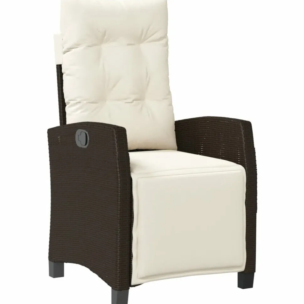 MAISON EXCLUSIVE - Chaise inclinable de jardin repose-pied marron résine tressée