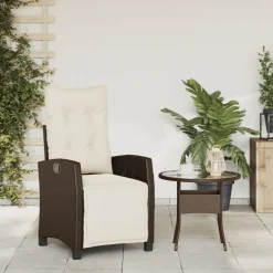 MAISON EXCLUSIVE - Chaise inclinable de jardin repose-pied marron résine tressée