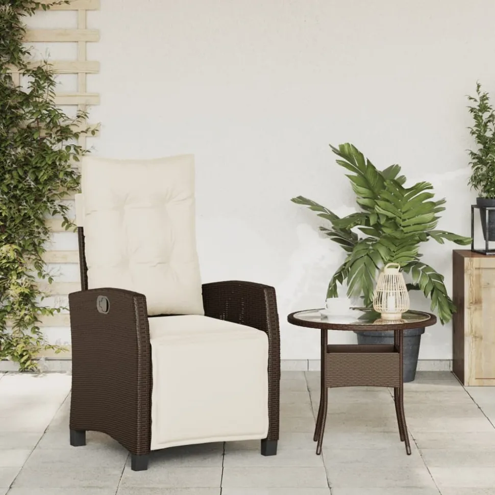 MAISON EXCLUSIVE - Chaise inclinable de jardin repose-pied marron résine tressée